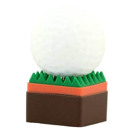 Golf Inspired USB Flash Drive for Portable Data Storage showing golf-ball design on a tee-shaped USB for travel and file backup