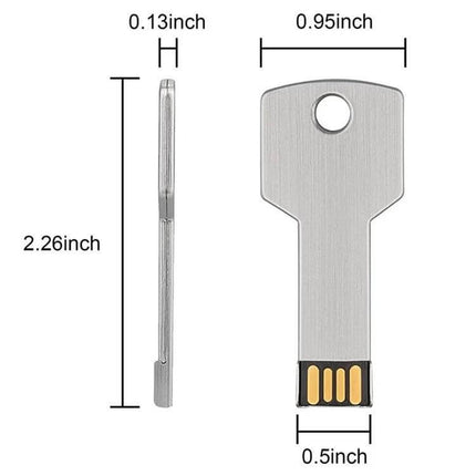 Compact USB Flash Drive with 8GB Storage for File Transfer - slim key-shaped USB 2.0 drive, 2.26in x 0.95in, portable metal design for easy file transfer