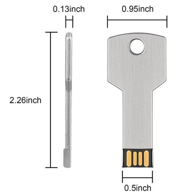 Compact USB Flash Drive with 8GB Storage for File Transfer - slim key-shaped USB 2.0 drive, 2.26in x 0.95in, portable metal design for easy file transfer