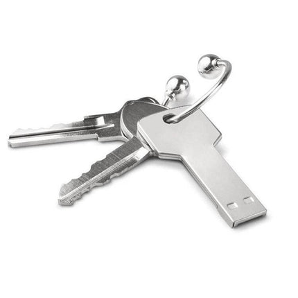 Compact USB Flash Drive with 8GB Storage for File Transfer on keyring with two house keys, compact portable USB 2.0 for transferring and backing up files