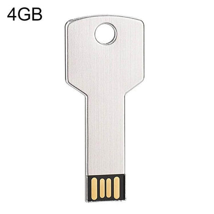 Compact USB Flash Drive with 8GB Storage for File Transfer — compact metal key-shaped USB 2.0 drive for portable file transfer and photo backup