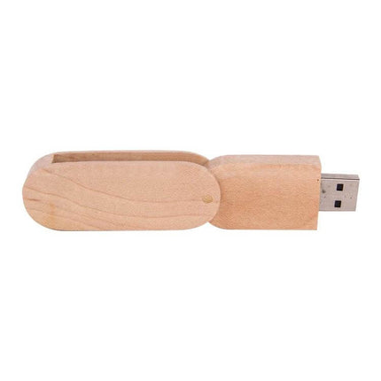 8 GB Wooden USB Flash Drive for Storing Files and Photos showing natural wooden swivel USB stick for files and photos