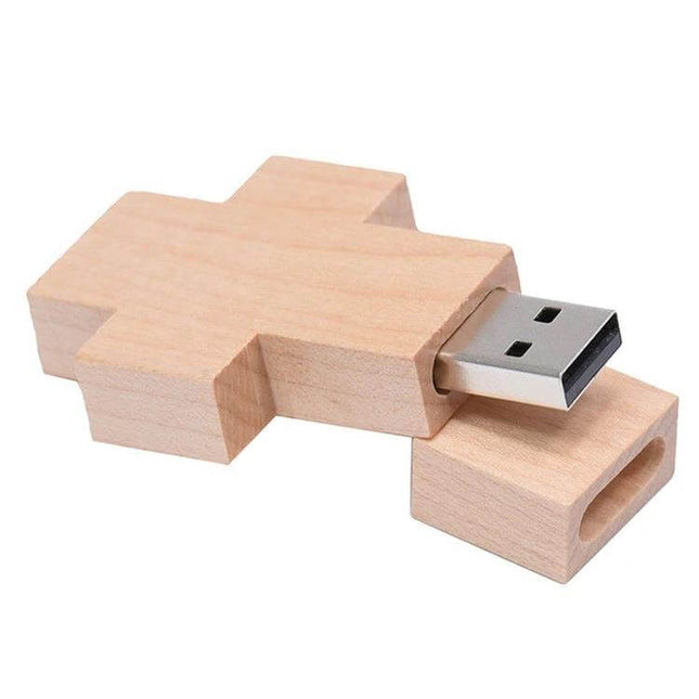 Wood Cross Style USB Flash Drive for Everyday Data Storage, 8GB Capacity wooden cross USB stick for students, travel and gifting