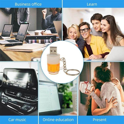 Stylish 16GB USB Flash Drive with Beer Keychain for Portable Storage - 16GB beer keychain USB for office, travel, car music, study, gifts