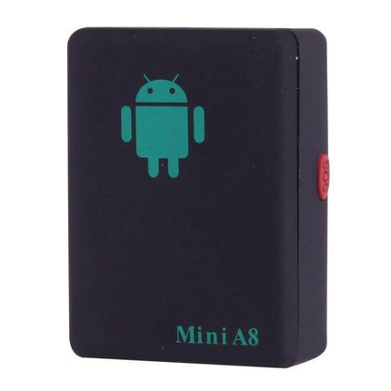 Mini GPS Tracker for Real-Time Personal Location Monitoring - compact Mini A8 tracker with Android logo, voice call-back and real-time tracking