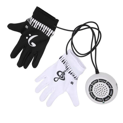 Electronic Piano Gloves for Creating Music Anywhere - black and white fingertip MIDI gloves with speaker control unit