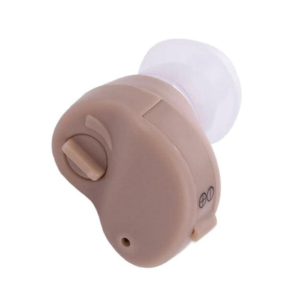 Compact In-Ear Hearing Aid for Everyday Sound Amplification discreet beige in-ear amplifier for clearer hearing in meetings movies and nature