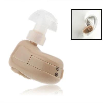 Behind-the-Ear Wireless Hearing Aid for Everyday Sound Assistance beige discreet in-ear view showing comfortable behind-ear design
