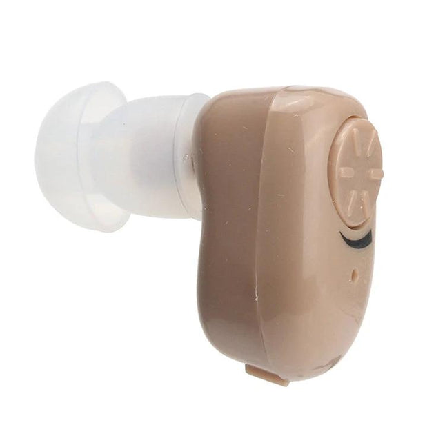 Behind-the-Ear Wireless Hearing Aid for Everyday Sound Assistance - beige compact BTE wireless hearing aid shown close-up