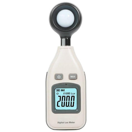 BENETECH Digital Lux Meter for Home, School, and Factory Lighting Checks handheld device showing 200.0 lux on LCD for room and workplace lighting checks