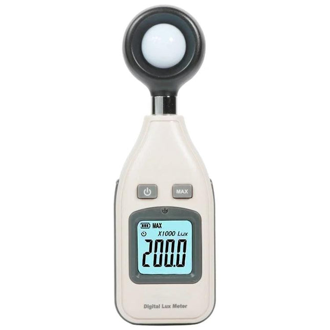 BENETECH Digital Lux Meter for Home, School, and Factory Lighting Checks handheld device showing 200.0 lux on LCD for room and workplace lighting checks