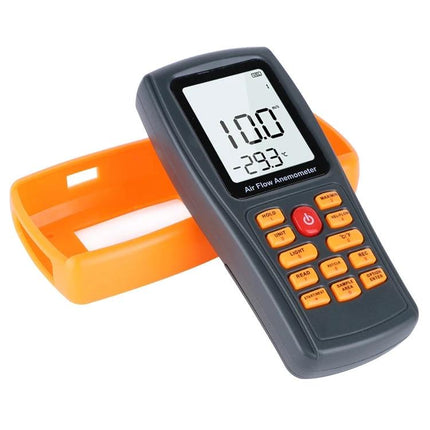 Benetech Digital Anemometer for Wind Speed and Air Measurement handheld GM8902 with 2.6-inch LCD, orange protective case, ABS housing