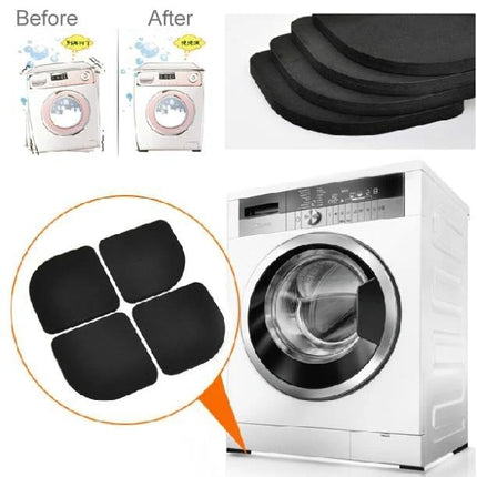 Pads for Quieter Home Laundry to Reduce Washing Machine Vibration black anti-vibration pads shown under front-load washer