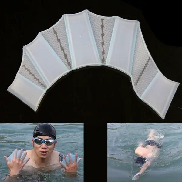 Silicone Webbed Hand Fins Swimming Training Gloves Size M | Syndmart