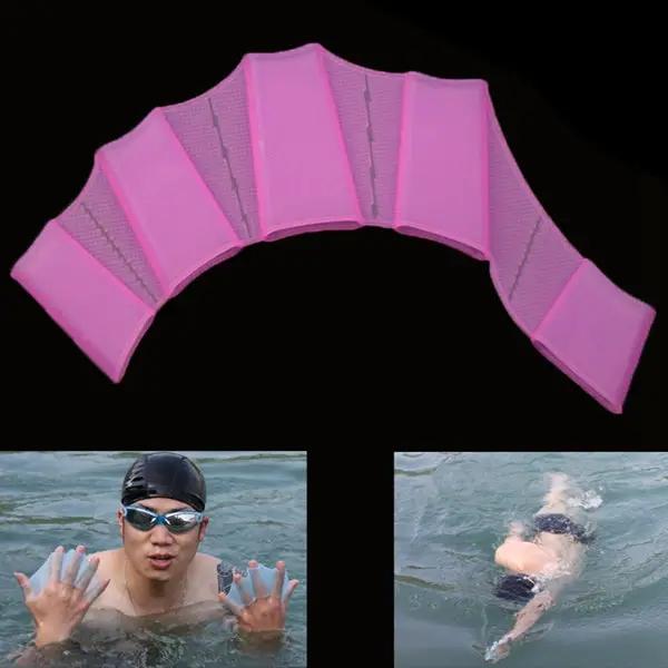 Silicone Webbed Hand Fins Swimming Training Gloves Size M