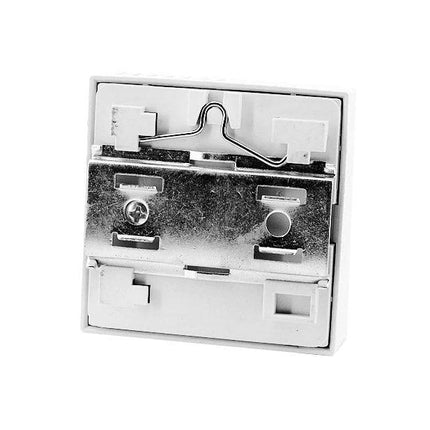 Electronic Thermostat for Cabinet Temperature Monitoring and Control - back view showing metal mounting bracket and terminals