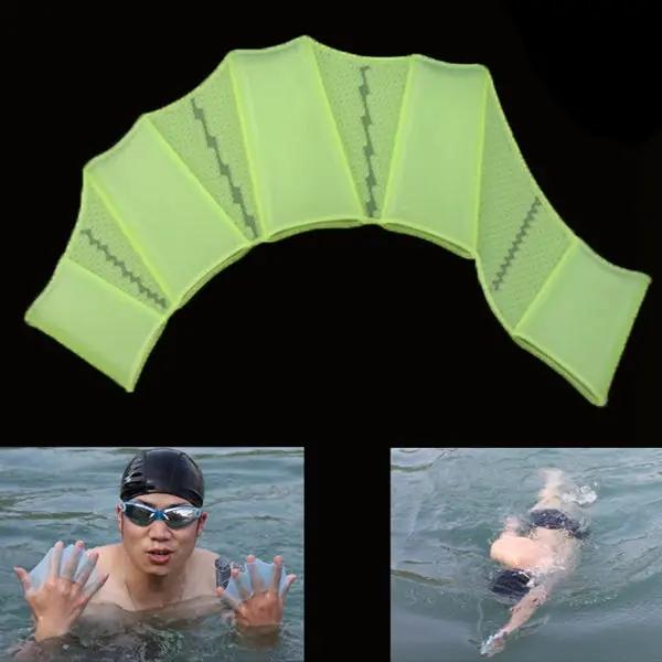 Silicone Swim Web Hand Fins Gloves Size L Magenta Green Blue