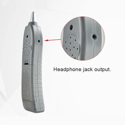 Benetech Handheld Wire Tracker for Network Cable Detection handheld tester showing headphone jack output and speaker vents