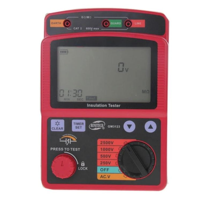 Benetech High Voltage Insulation Tester for Electrical Safety Checks digital insulation resistance tester with display and rotary voltage selector
