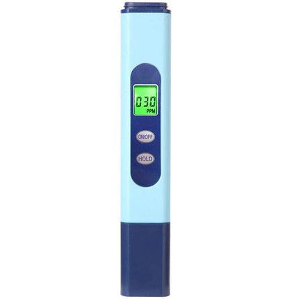 Water Quality Conductivity Tester Pen for Home Use - blue pen with LCD reading 030 PPM and titanium probe for aquarium hydroponic pool testing