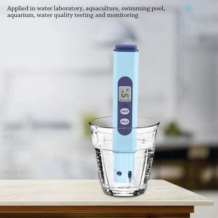 Water Quality Conductivity Tester Pen for Home Use - titanium probe measuring EC in a glass for aquariums, hydroponics and pools
