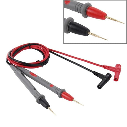 Universal Multimeter Test Lead Probes for Safe Electrical Testing – red and black insulated probes with gold tips and right-angle banana plugs