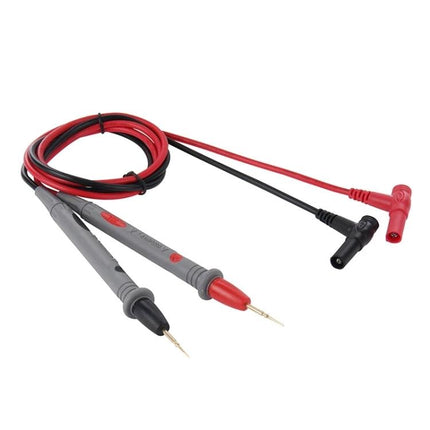 Universal Multimeter Test Lead Probes for Safe Electrical Testing - red and black insulated probe set with sharp tips and right-angle banana plugs
