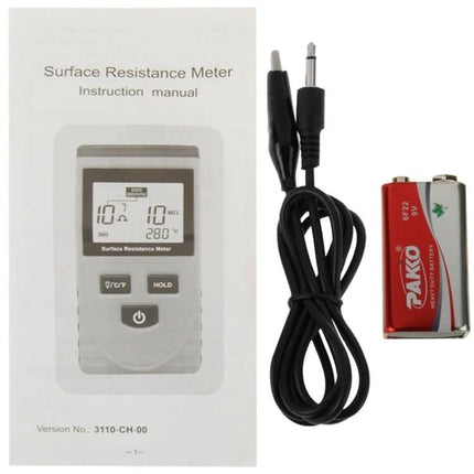 Benetech Surface Resistance Meter for Testing Materials on Objects - meter, leads and 9V battery with instruction manual