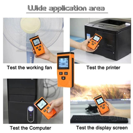 Benetech Electromagnetic Radiation Tester for Indoor and Outdoor Use handheld device measuring fields near fan, printer, computer, display (portable orange meter)