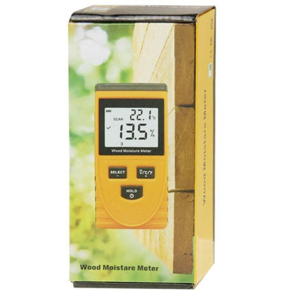 Digital Wood Moisture Meter for Home Woodworking Checks handheld device showing 13.5% moisture on display for DIY woodworking