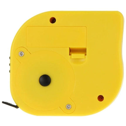 Portable Handheld Distance Measurer with Built-in Tape Measure in yellow compact case for construction and home projects