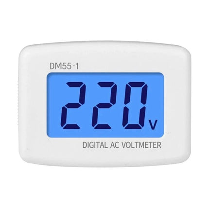 Digital AC Voltage Meter for Measuring 110-300V Household Circuits white ABS plug-in meter showing 220V on blue LCD display