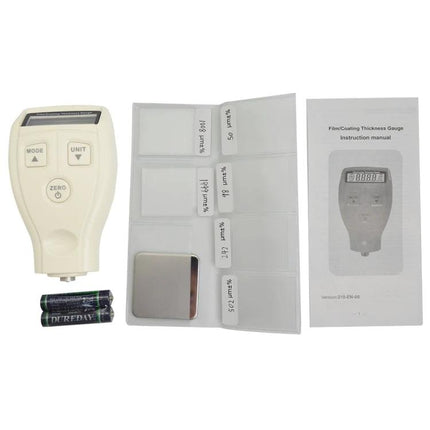 Benetech Coating Thickness Gauge for Metal Surfaces and Films handheld gauge with calibration foils, metal plate, batteries and instruction manual