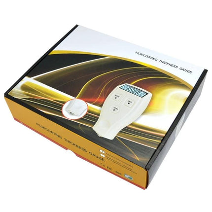 Benetech Coating Thickness Gauge for Metal Surfaces and Films handheld meter on product box for measuring coating and film thickness