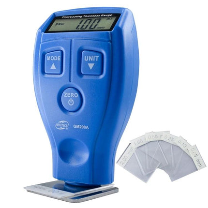 Benetech Coating Thickness Gauge for Metal Surfaces handheld blue gauge with digital display and calibration foils