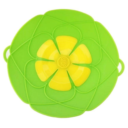 Spill Proof Silicone Pot Cover Prevents Boil Overs Fits 6 to 9.5 in - green flower steam vent silicone lid for pots
