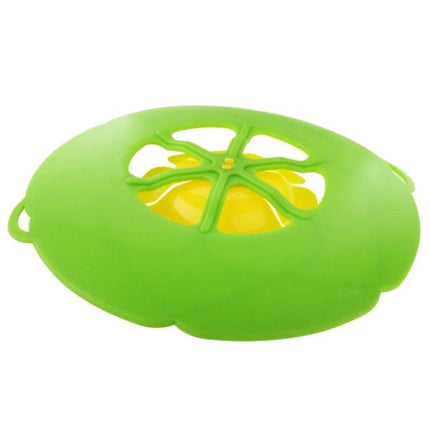 Spill Proof Silicone Pot Cover Prevents Boil Overs Fits 6 to 9.5 in - green silicone lid with center flower steam vent for pasta and soup
