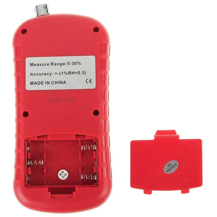 BENETECH Digital Grain Moisture Meter for Storage and Purchase - red handheld moisture meter back view with battery compartment open