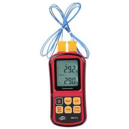 Benetech Thermocouple Thermometer for Versatile Temperature Checks - handheld thermocouple thermometer with dual probes and clear LCD readout