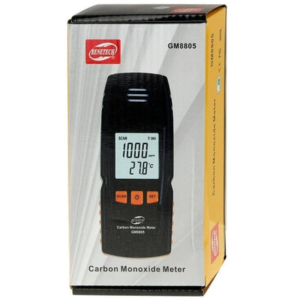 BENETECH Handheld Carbon Monoxide Detector for Indoor Safety - boxed carbon monoxide meter showing digital display and buttons
