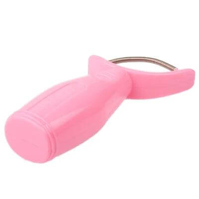 Plastic Face Roller For Gentle Facial Hair Removal - pink plastic body with spring stainless steel mechanism for painless fine hair removal