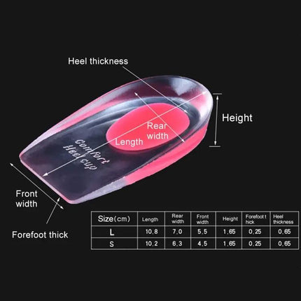 Women Silicone Gel Heel Cups Size S For Everyday Comfort