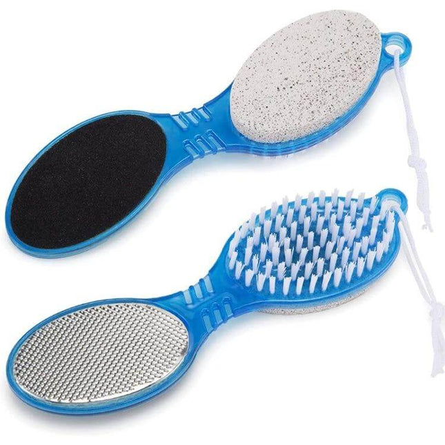 Four Steps Pedicure Paddle For Home Foot Care Assorted Colors - blue all-in-one paddle with brush pumice metal and emery files