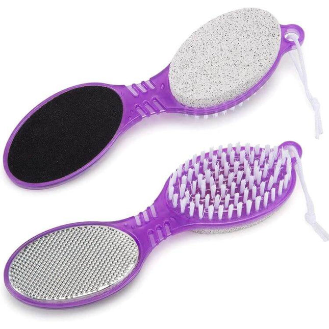 Four Steps Pedicure Paddle For Home Foot Care Assorted Colors - purple 4-in-1 paddle with brush, pumice, metal file and emery for at-home foot care