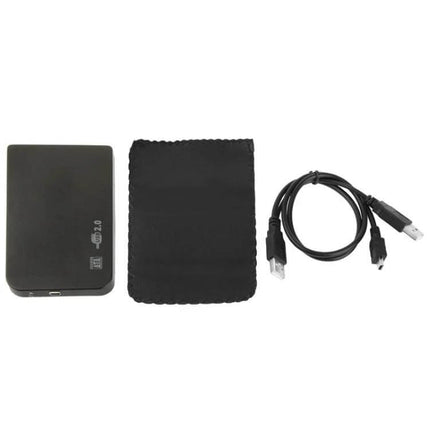 Black External Enclosure for 2.5 Inch SATA Hard Drives - black USB 2.0 portable case with cable and pouch for 2.5" SATA laptop HDDs