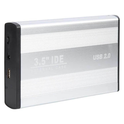 External Enclosure for 3.5 Inch IDE Hard Drives with EU Plug - silver USB 2.0 external 3.5" IDE HDD enclosure for backups and file transfer