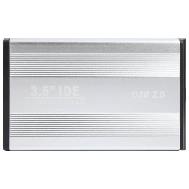 External Enclosure for 3.5 Inch IDE Hard Drives with EU Plug silver aluminum external 3.5" IDE USB 2.0 case for backups and file transfer