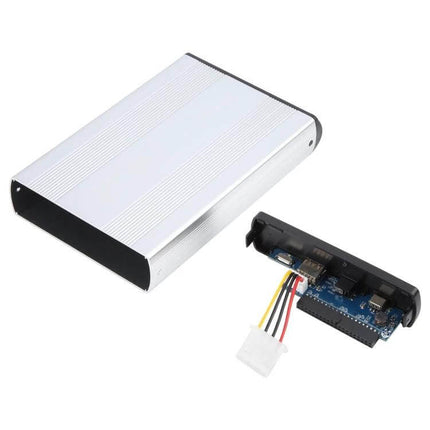 External Enclosure for 3.5 Inch IDE Hard Drives with EU Plug silver aluminum case and IDE-to-USB adapter for easy external storage