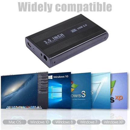 Portable USB Enclosure for 3.5 Inch Hard Drives - black external SATA-to-USB enclosure for desktops, backups, archiving and portable storage