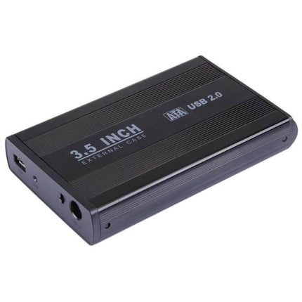 Portable USB Enclosure for 3.5 Inch Hard Drives - black USB 2.0 external SATA hard drive enclosure for desktop backups and portable storage